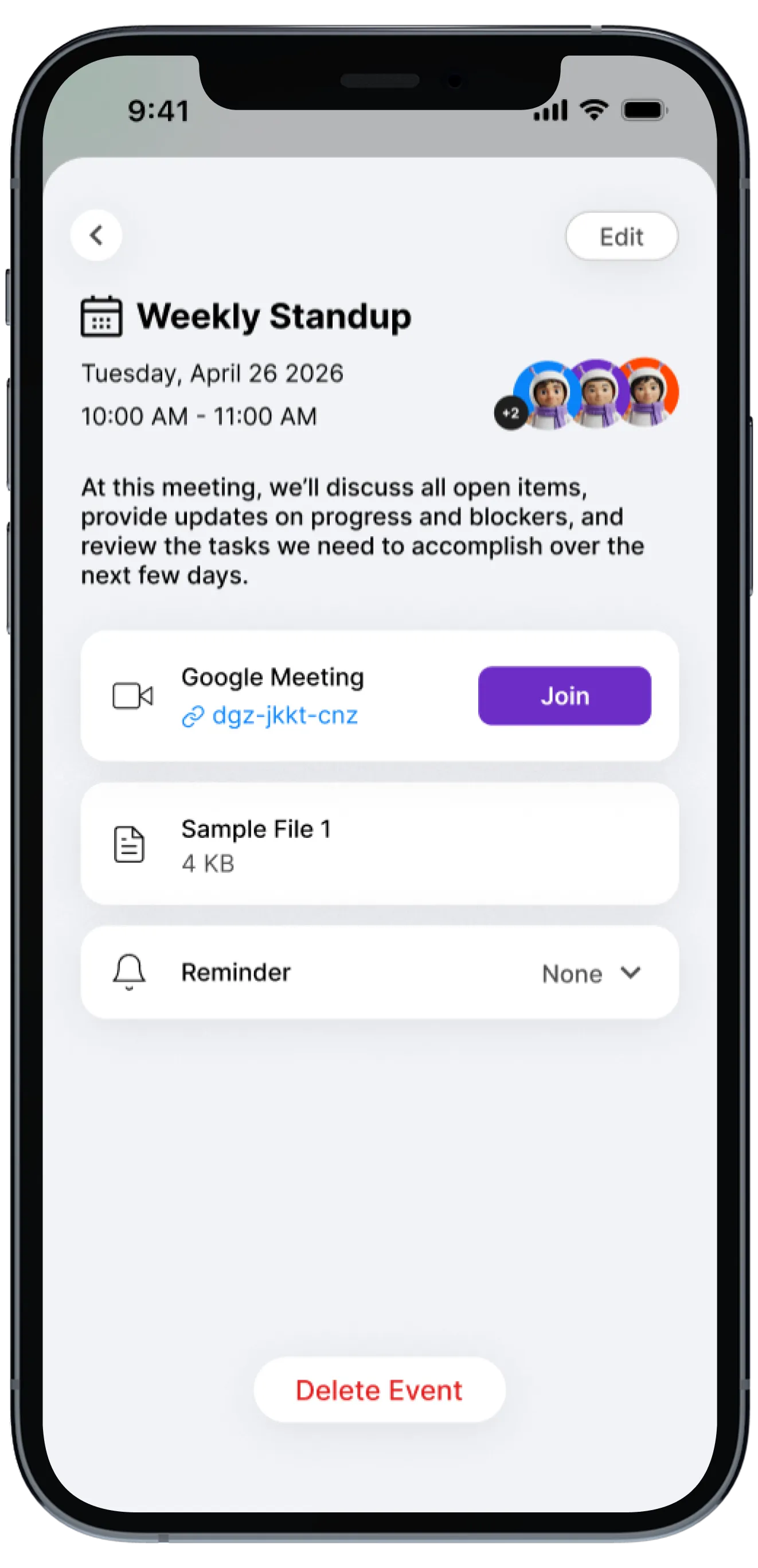 iPhone 12 Pro - Calendar View